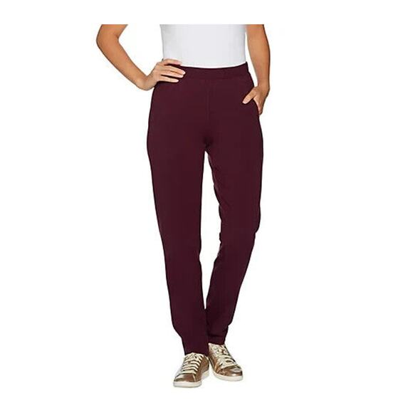 DENIM & CO. ACTIVE NEW $45‎ Pull-On Straight Leg Knit Pant Burgundy 3XP - Picture 1 of 2
